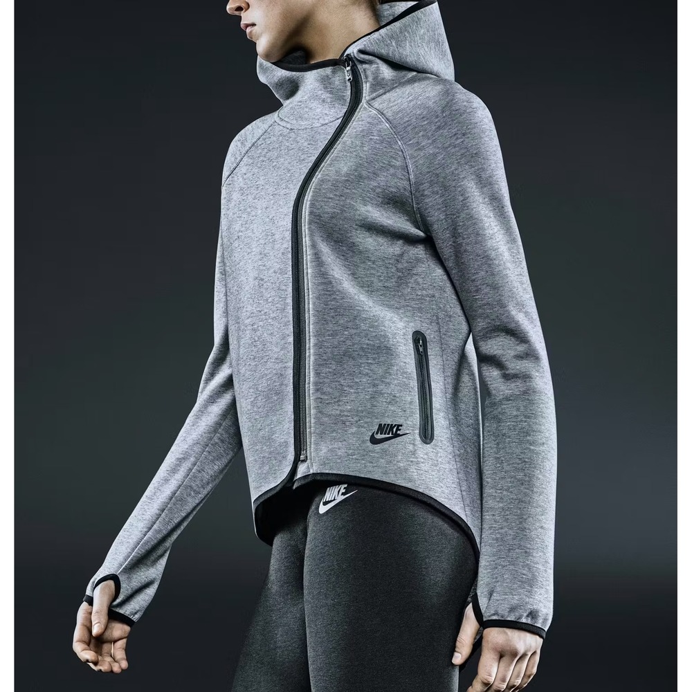 Nike Tech Fleece Cape Full Zip Hoodie Grey Asymmetrical High Low Womens Small